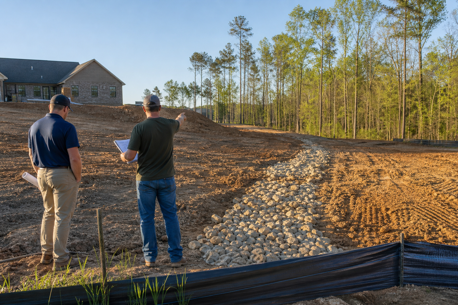 Downstream Discharge Walkthrough Before Grading Begins