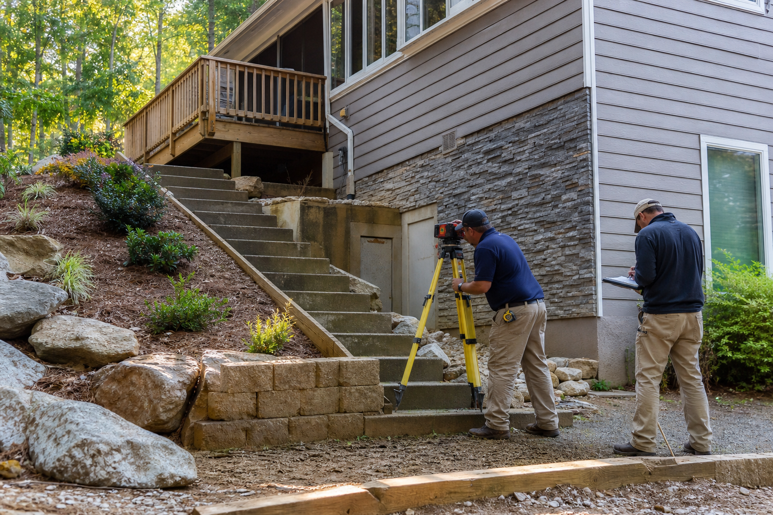 Exterior Stair Replacement on a Sloped Lot: Survey the Interfaces