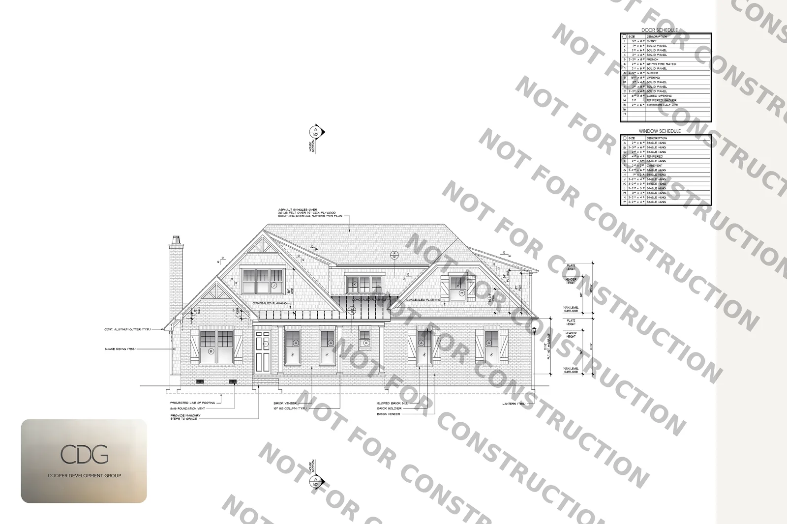 The Arlington — Front Elevation (sample, watermarked)
