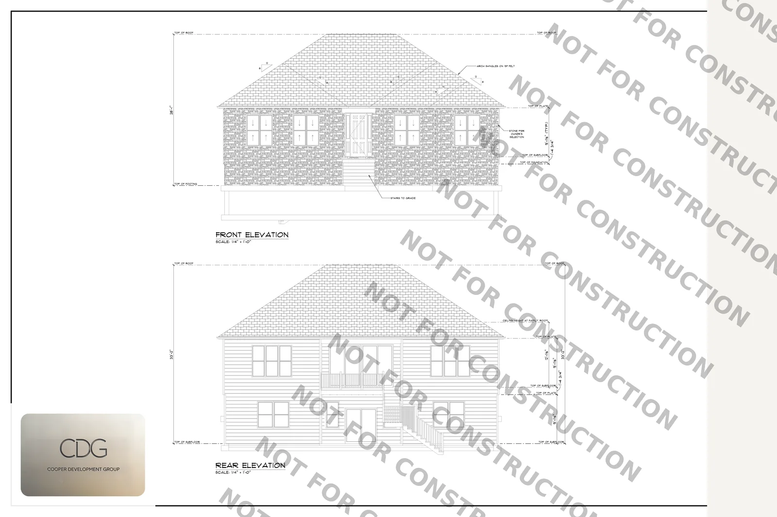 The Huntington — Front Elevation (sample, watermarked)