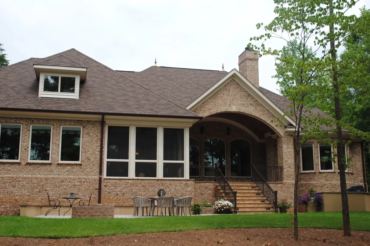 Rear home exterior with a screened porch; 3d renderings before remodel guidance for Belmont, NC