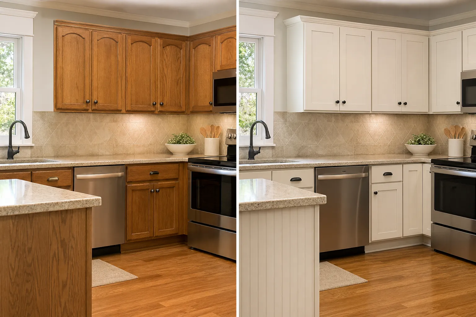 Editorial illustration of What Cabinet Refacing Actually Changes in North Carolina