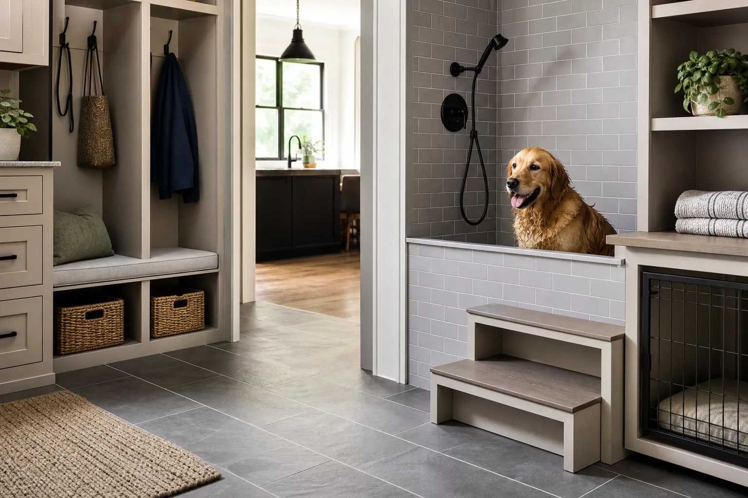 Editorial illustration of Designing a pet-friendly home remodel in Charlotte in North Carolina