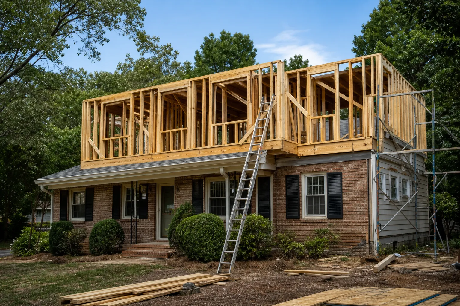Editorial illustration of What to know before adding a second story to your Charlotte home in North Carolina
